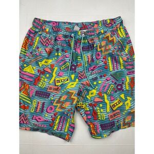 Empyre Swim Trunks Medium Blue Multi 90s Geometric Retro Zumiez Board Shorts